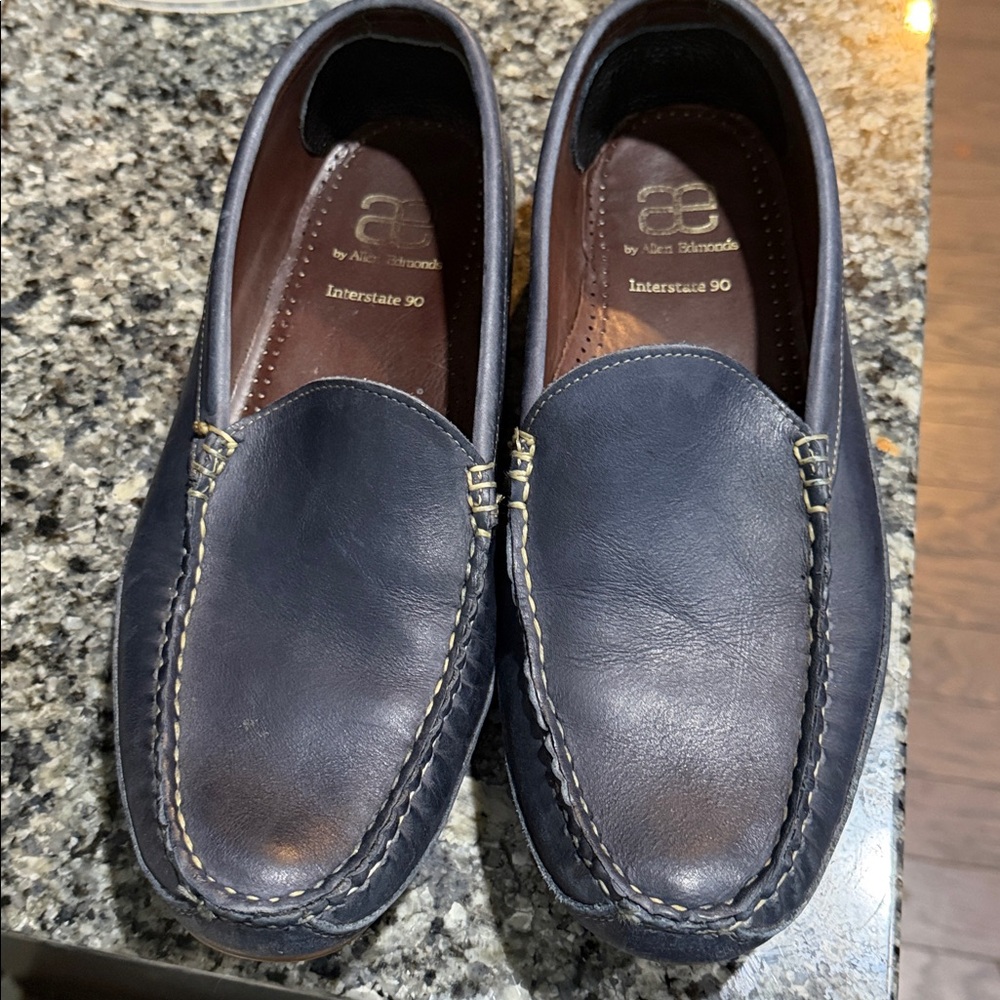 ALLEN EDMONDS Boulder Black Brown Leather Mens Slip On Loafers Shoes‎ sz 12